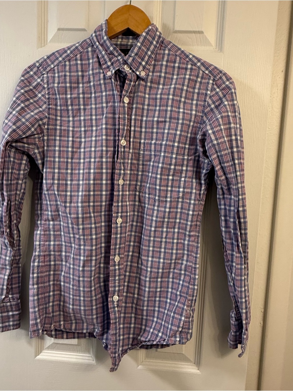 J. Crew Men's Plaid Button-Down Shirt - Purple, Blue, White